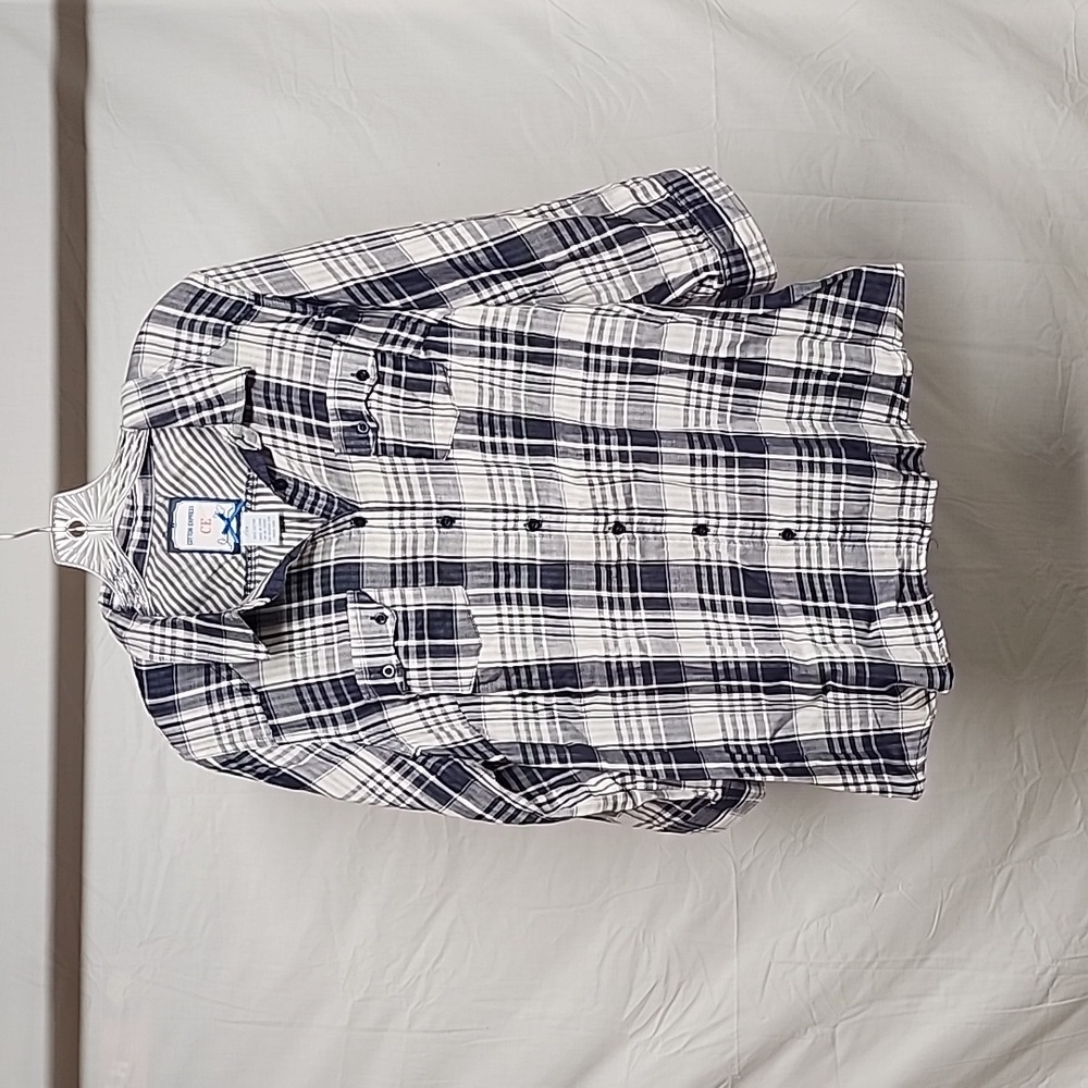 Cotton Express Blue & White Striped Blouse with 3/4 Sleeves